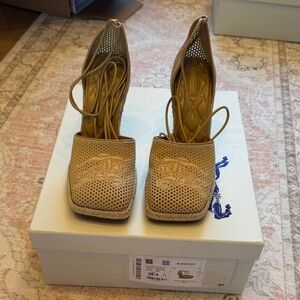 Burberry Women's Beige Lace-Up Heels